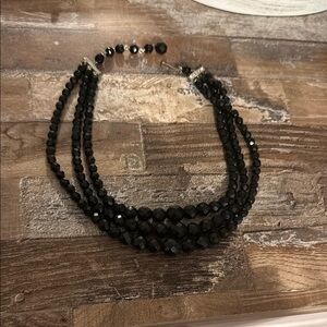 Black 1950s multi strand choker necklace